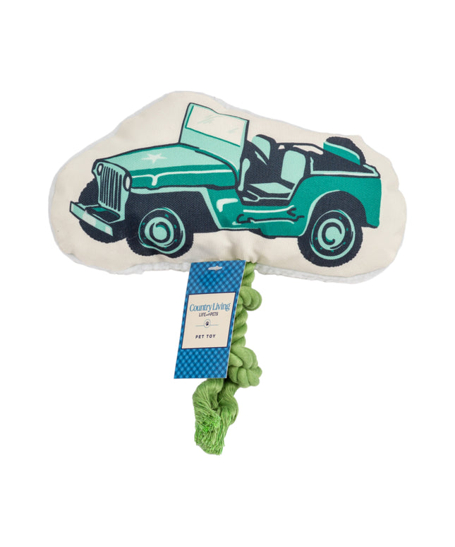 Country Living Retro Army Jeep with Squeaker & Crinkle Paper Plush Dog Toy