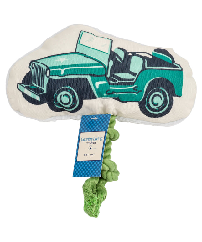 Country Living Retro Army Jeep with Squeaker & Crinkle Paper Plush Dog Toy