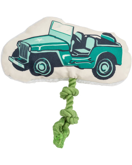 Country Living Retro Army Jeep with Squeaker & Crinkle Paper Plush Dog Toy