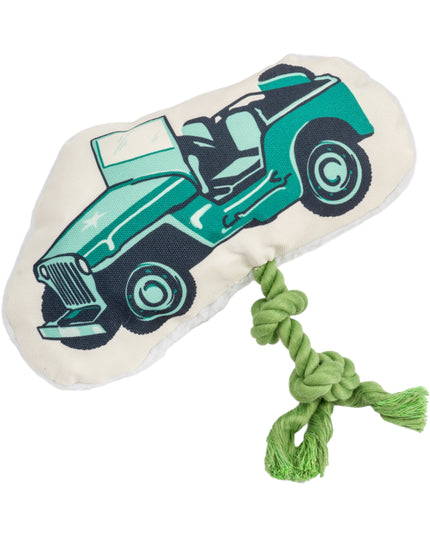Country Living Retro Army Jeep with Squeaker & Crinkle Paper Plush Dog Toy