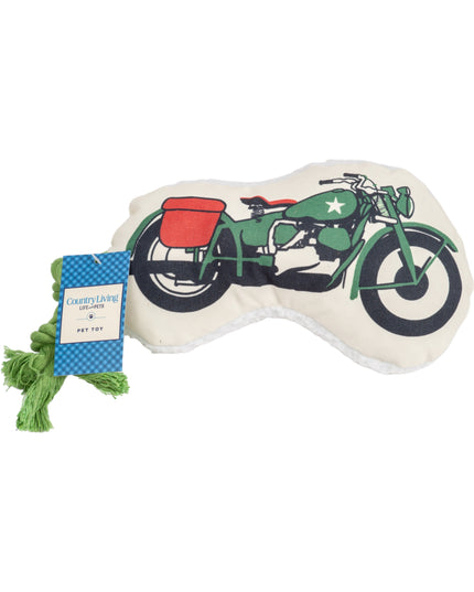 Country Living Retro Army Motorcycle with Squeaker & Crinkle Paper Plush Dog Toy