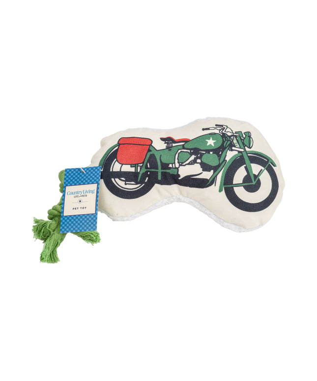 Country Living Retro Army Motorcycle with Squeaker & Crinkle Paper Plush Dog Toy