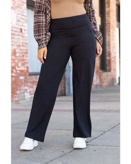 Ready to Ship | The Brooke - Black Wide Leg Full-Length with Pockets - Luxe Leggings by Julia Rose®