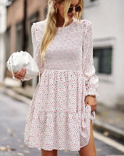 Long sleeve floral babydoll dress