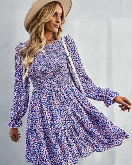 Long sleeve floral babydoll dress