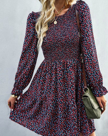 Long sleeve floral babydoll dress