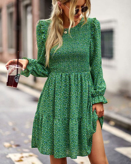 Long sleeve floral babydoll dress