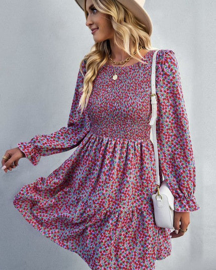 Long sleeve floral babydoll dress