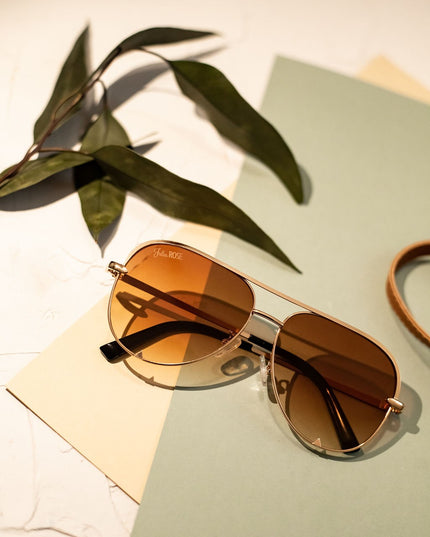 Ready to Ship | The Alex Gold / Caramel Tea - High Quality Unisex Aviator Sunglasses