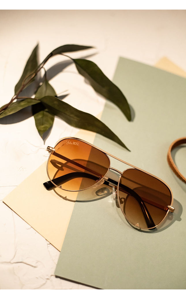 Ready to Ship | The Alex Gold / Caramel Tea - High Quality Unisex Aviator Sunglasses