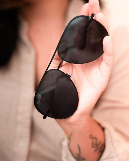Ready to Ship | The Alex  Black/Black - High Quality Unisex Aviator Sunglasses