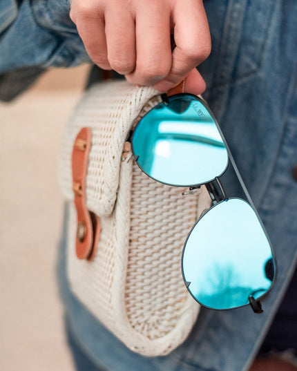 Ready to Ship | The Alex Black/Blue - High Quality Unisex Aviator Sunglasses*