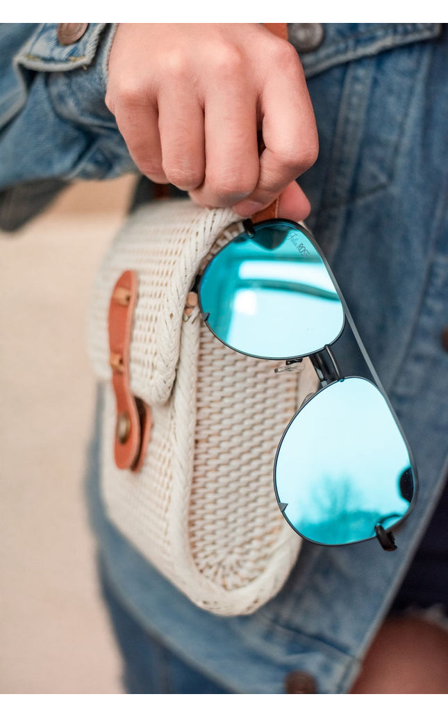 Ready to Ship | The Alex Black/Blue - High Quality Unisex Aviator Sunglasses*