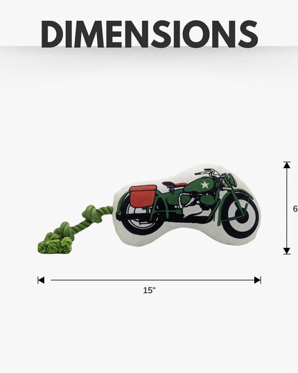 Country Living Retro Army Motorcycle with Squeaker & Crinkle Paper Plush Dog Toy
