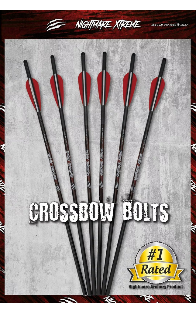 NIGHTMARE XTREME Crossbow Bolts Carbon Half Moon Nocks 6Pcs 20"