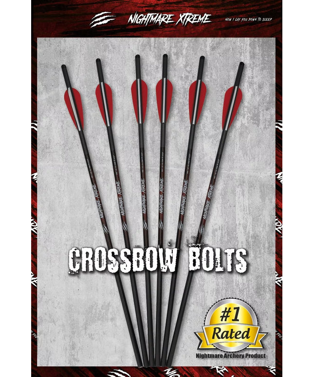NIGHTMARE XTREME Crossbow Bolts Carbon Half Moon Nocks 12Pcs 20"