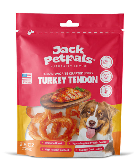 Jack PetPals Handcrafted Jerky Turkey Tendon Dog Treats (2.5oz)