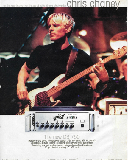 AGUILAR AMPS - CHRIS CHANEY of ALANIS MORISSETTE - 2001 Print Advertisement