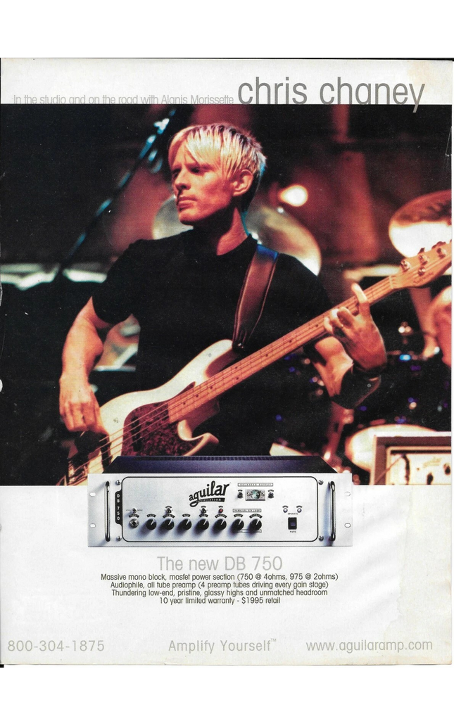 AGUILAR AMPS - CHRIS CHANEY of ALANIS MORISSETTE - 2001 Print Advertisement