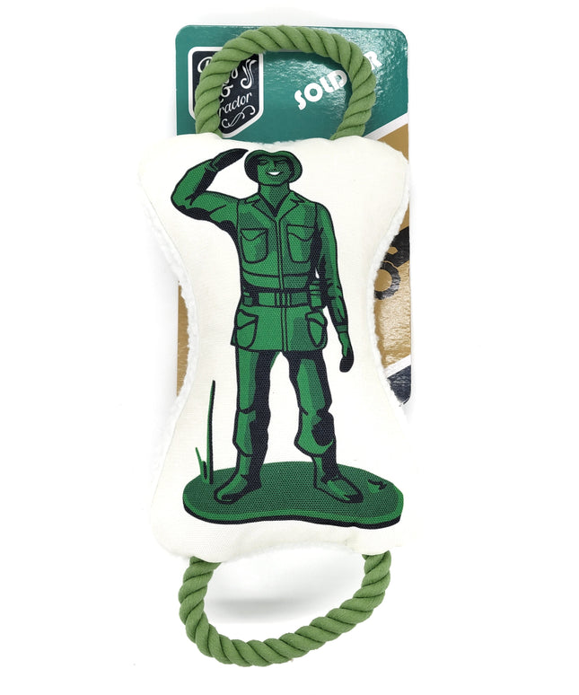 Retro Soldier with Squeaker & Crinkle Paper Plush Dog Toy