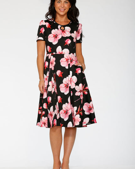 20561 Black Orchid Bloom Swing Dress