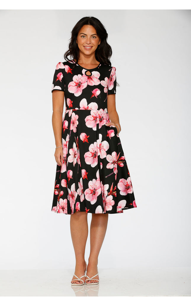 20561 Black Orchid Bloom Swing Dress