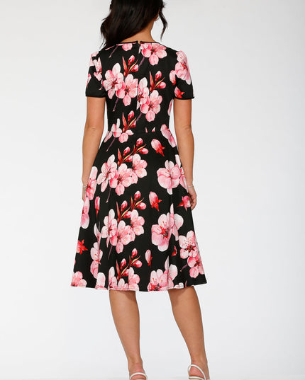 20561 Black Orchid Bloom Swing Dress