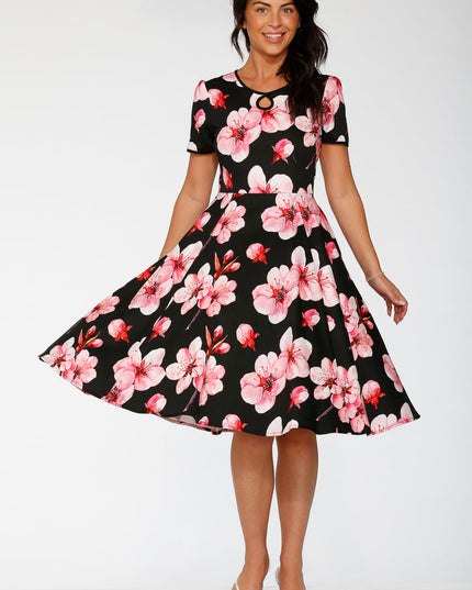 20561 Black Orchid Bloom Swing Dress