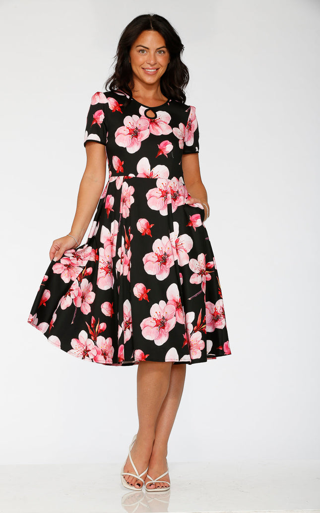 20561 Black Orchid Bloom Swing Dress