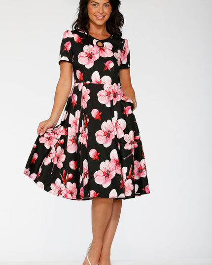 20561 Black Orchid Bloom Swing Dress