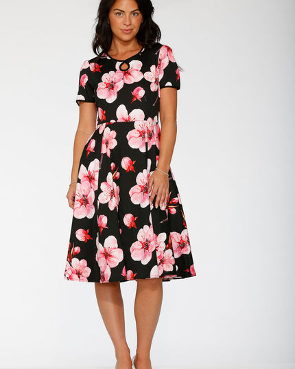 20561 Black Orchid Bloom Swing Dress