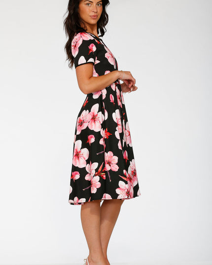20561 Black Orchid Bloom Swing Dress