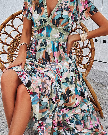 Floral print v-neck dress