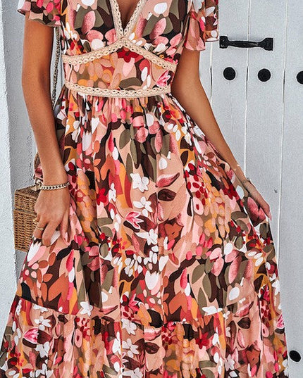 Floral print v-neck dress