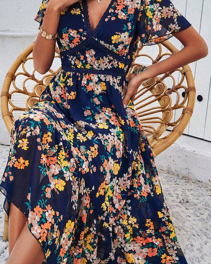 Floral print v-neck dress