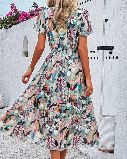 Floral print v-neck dress