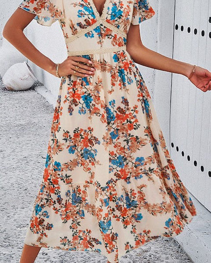 Floral print v-neck dress