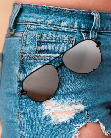Ready to Ship | The Alex Black/Silver - High Quality Unisex Aviator Sunglasses