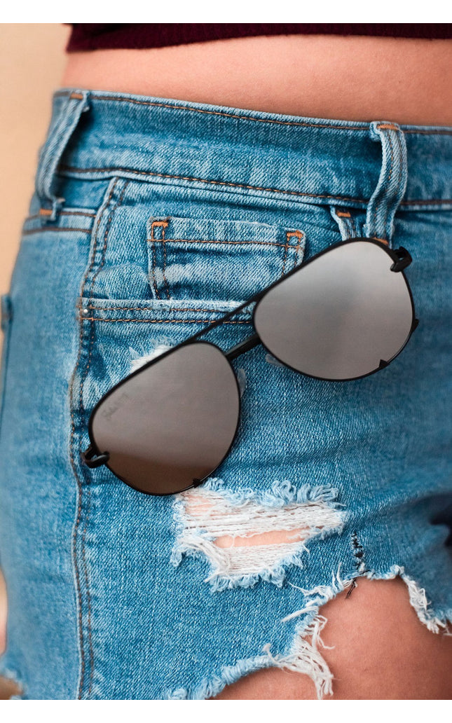 Ready to Ship | The Alex Black/Silver - High Quality Unisex Aviator Sunglasses