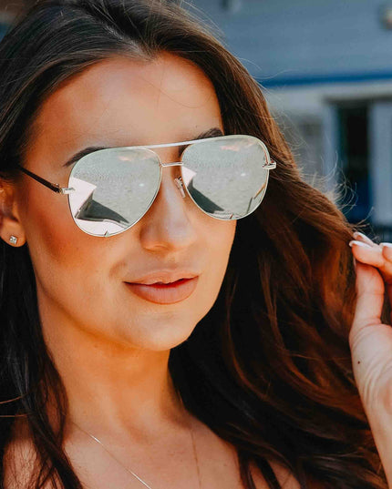Ready to Ship | The Alex Black/Silver - High Quality Unisex Aviator Sunglasses