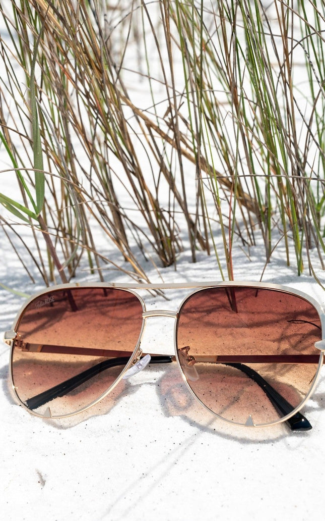 Ready to Ship | The Alex Gold / Caramel Tea - High Quality Unisex Aviator Sunglasses