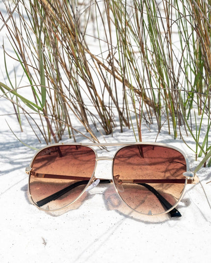 Ready to Ship | The Alex Gold / Caramel Tea - High Quality Unisex Aviator Sunglasses