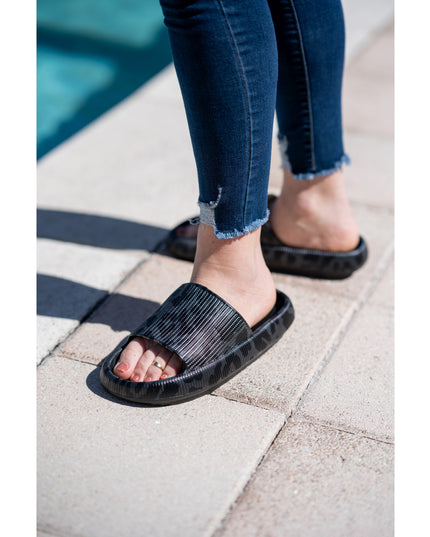 Ready to Ship | BLACK LEOPARD  Insanely Comfy -Beach or Casual Slides