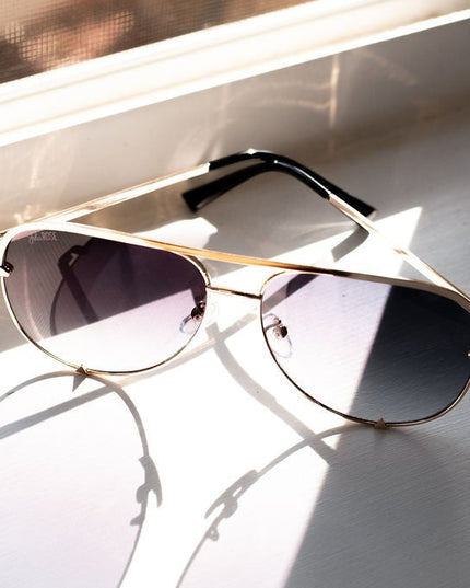 Ready to Ship  | The Alex Gold/Gray- High Quality Unisex Aviator Sunglasses