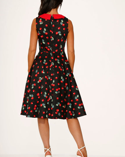 21261 Black Red Cherry Swing Dress