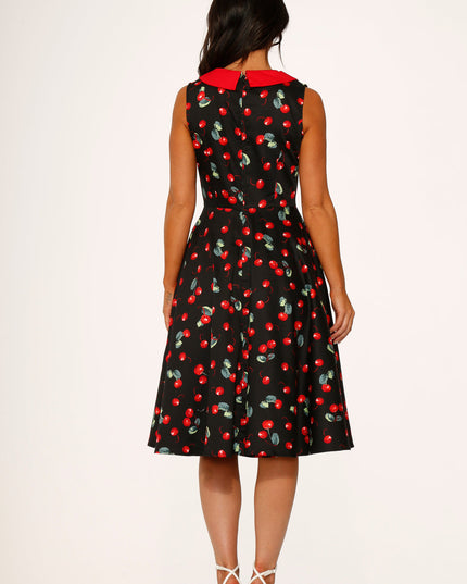 21261 Black Red Cherry Swing Dress