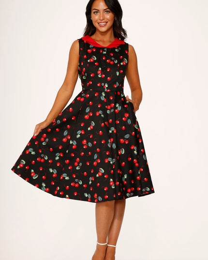 21261 Black Red Cherry Swing Dress
