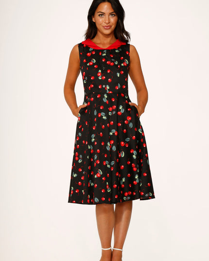 21261 Black Red Cherry Swing Dress