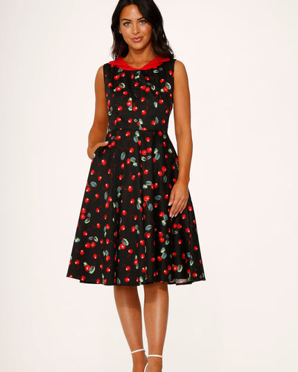 21261 Black Red Cherry Swing Dress