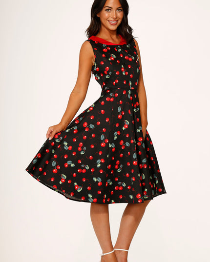 21261 Black Red Cherry Swing Dress